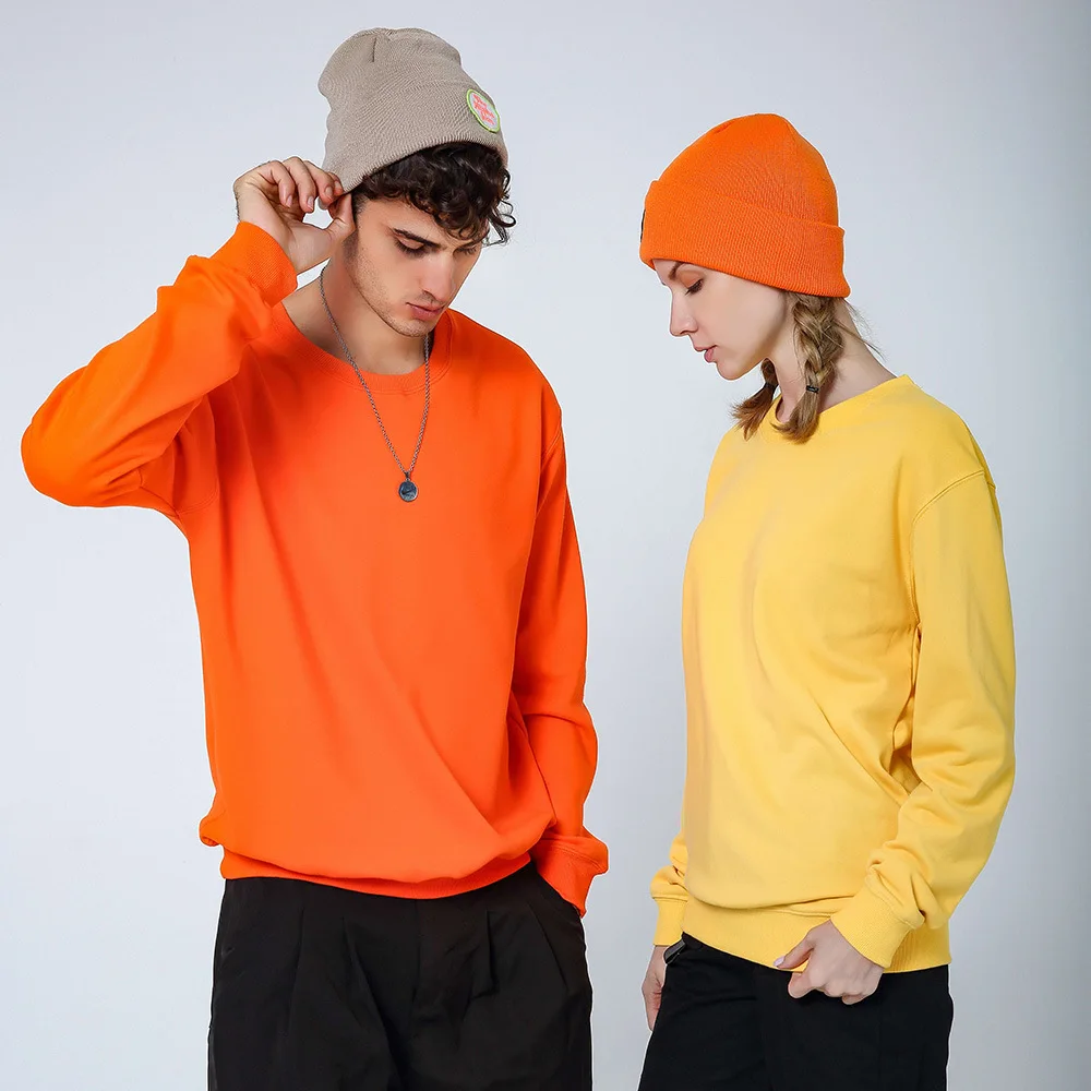 400gsm fleece lined heavy cotton crew neck hoodie wholesale warm winter silver fox velvet o-neck sweatshirt custom Logo