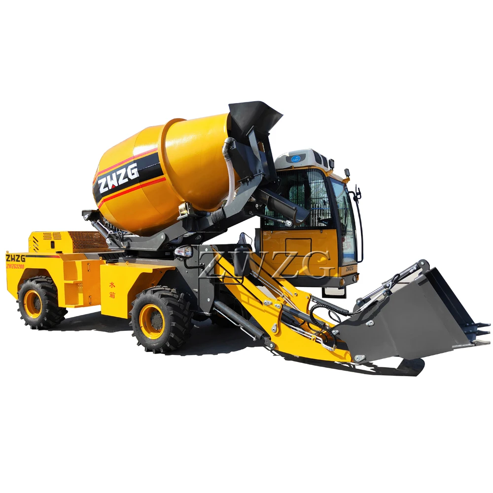 Mobile concrete mixer 4.0cbm 92 KW engine high quality concrete mixer gearbox