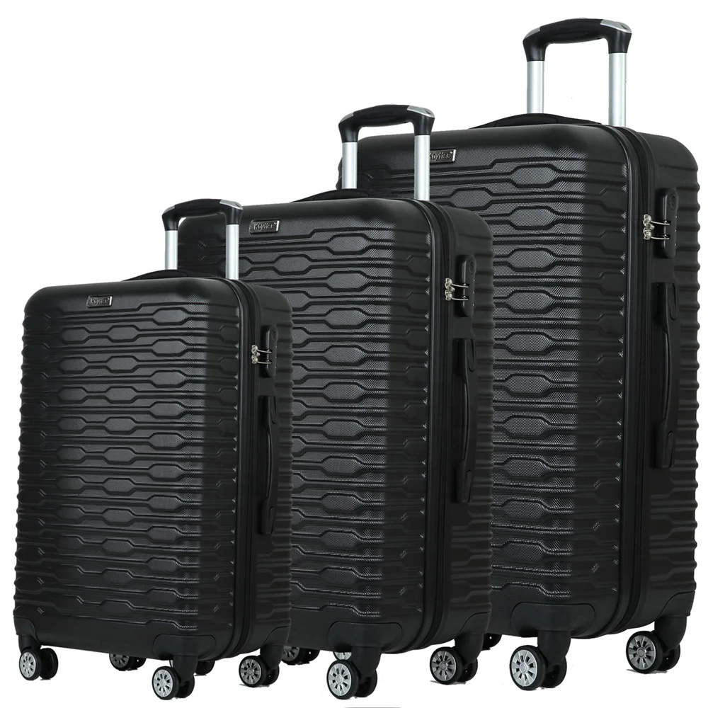 Luggage ABS Trolley Suitcase Set 3pcs color Customize Hard Case Travelling black Luggage Sets