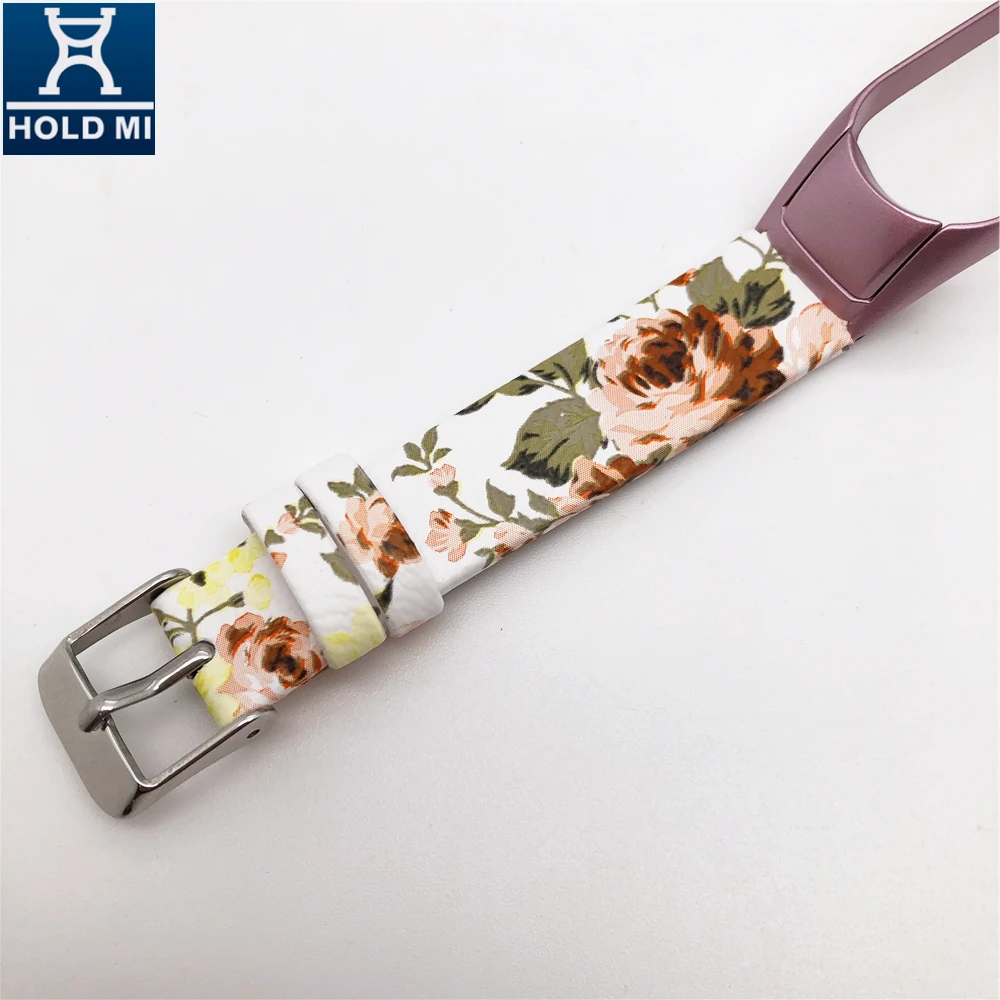 Цветной кожаный ремешок для часов цвета шампанского ODM Holdmi Ограниченная серия 43012 китайский стиль розовый для Xiaomi Mi Band 4 цинковый сплав