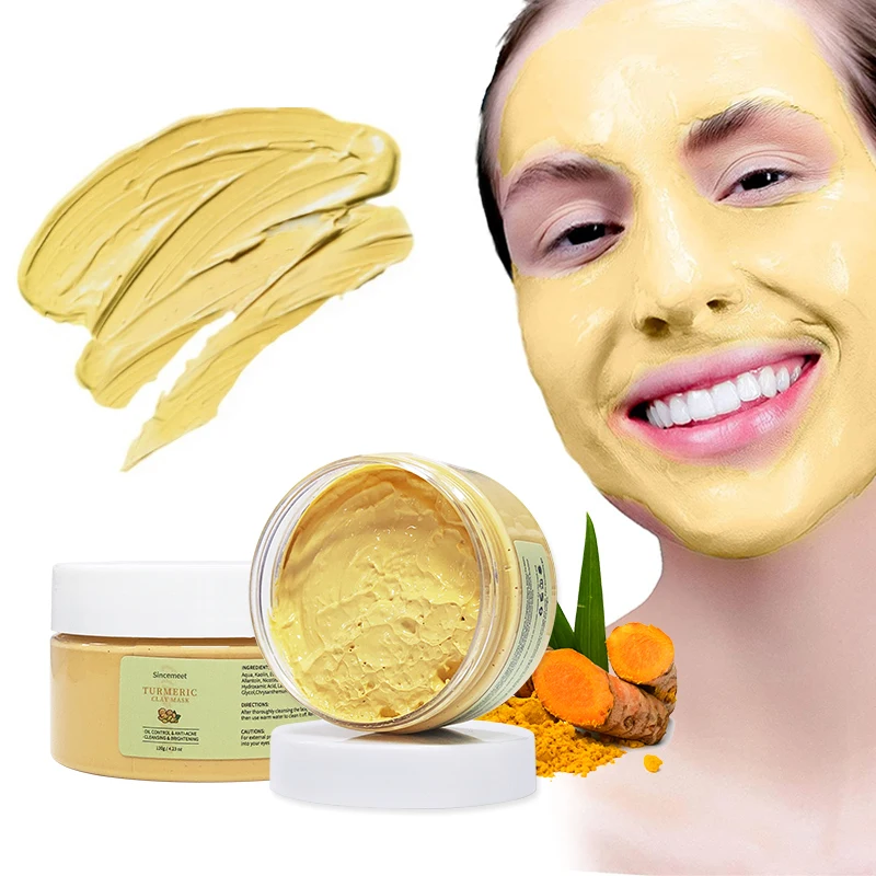 Private Label Customized High Quality Natural Face Skin Care Mask Anti Aging Deep Cleaning Moisturizing Turmeric Clay Mask