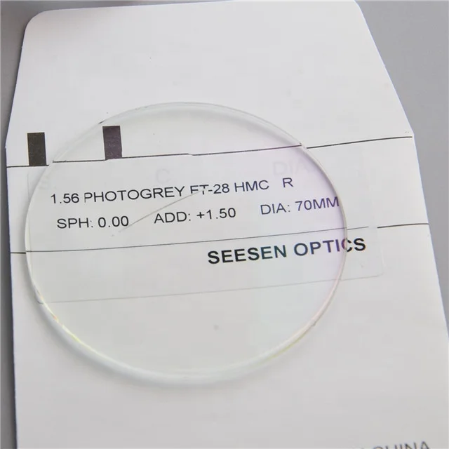 Fast change adaptive lens 1.56 flat top FT-28 photochromic optical eyeglass lenses made in China