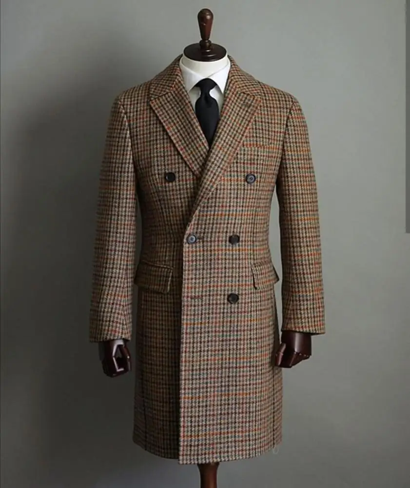 
2019 Classic wool knee length warm winter long mens trench coat 