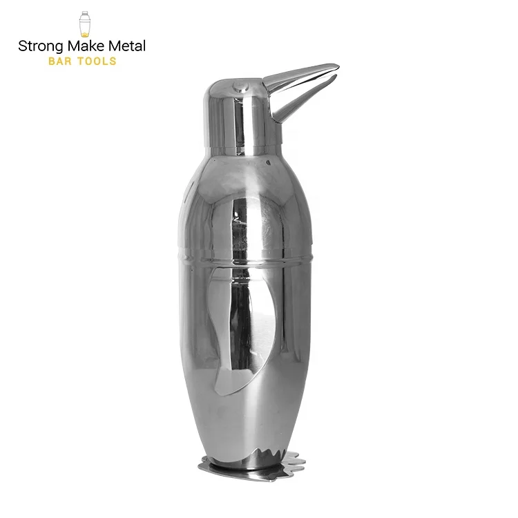 Eco friendly 500ml penguin shape vacuum insulated custom logo sublimation stainless steel bar tool cocktail shaker
