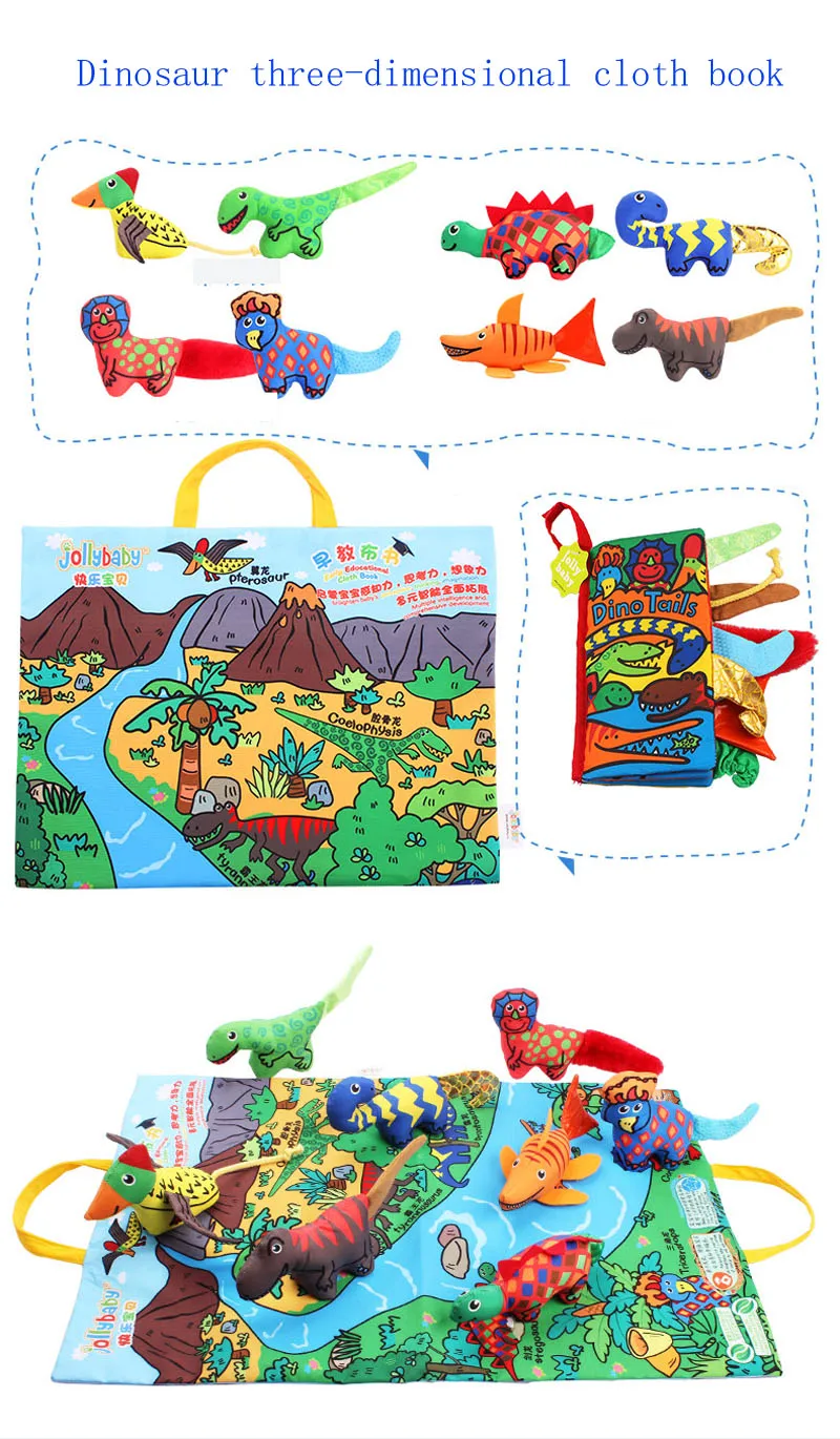 
Jollybaby Polyester Stuffed Touch And Feel Soft Animal Tails Cloth Book Crinkling Squeaky Soft Animal Dolls Play Mat Set 