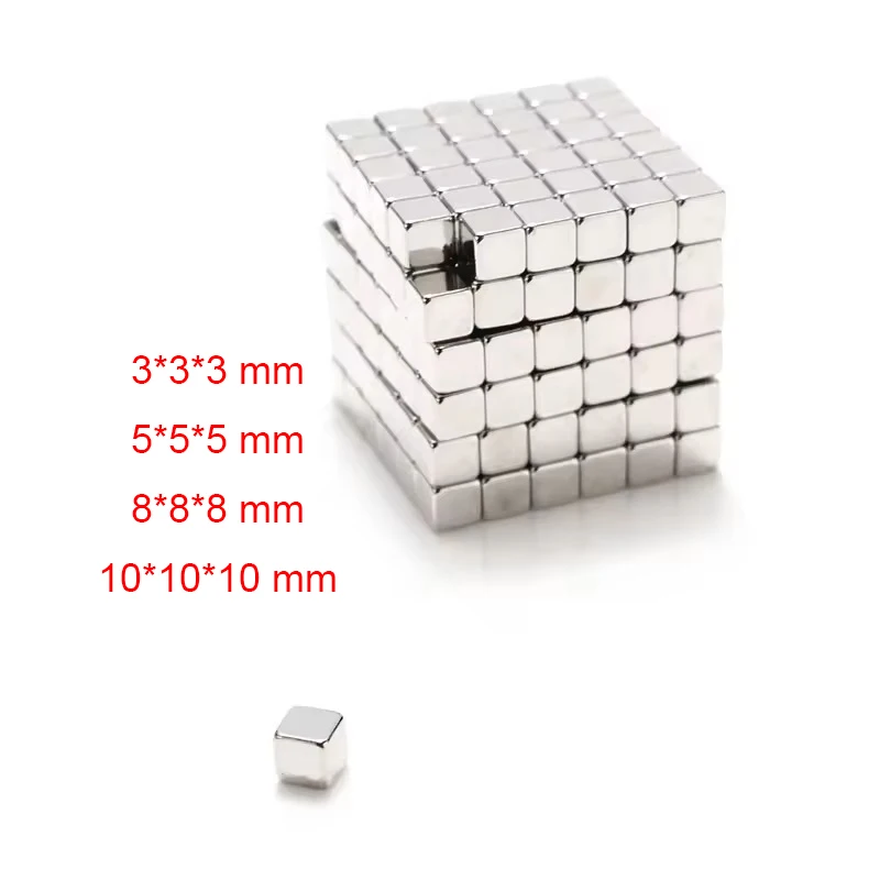 Customized Rare Earth Magnets N52 Neodymium Magnet 10x10x10 mm 5x5x5 mm 3x3x3 mm Square Strong Magnet Cubes