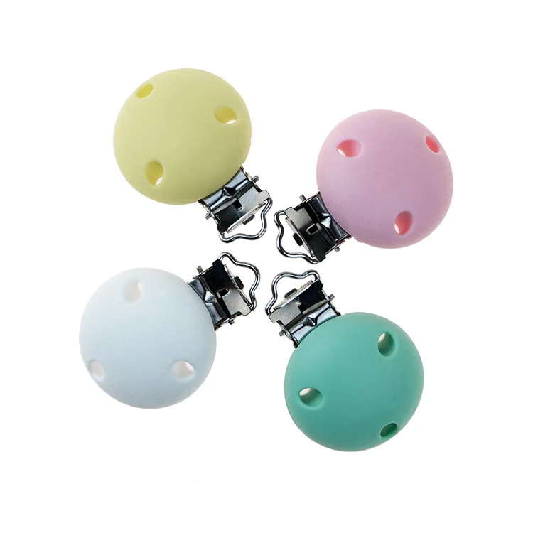 For Boys And Girls Beaded Round Pacifier Holder Clip For Teething Toys Silicone Teether Pacifier Clip