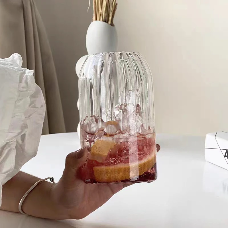 Ins Korean Style 500ml High Borosilicate Ice Cream Glass Cup Milk Tea Mug Clear Glass Cups Shot Glasses for Kitchen