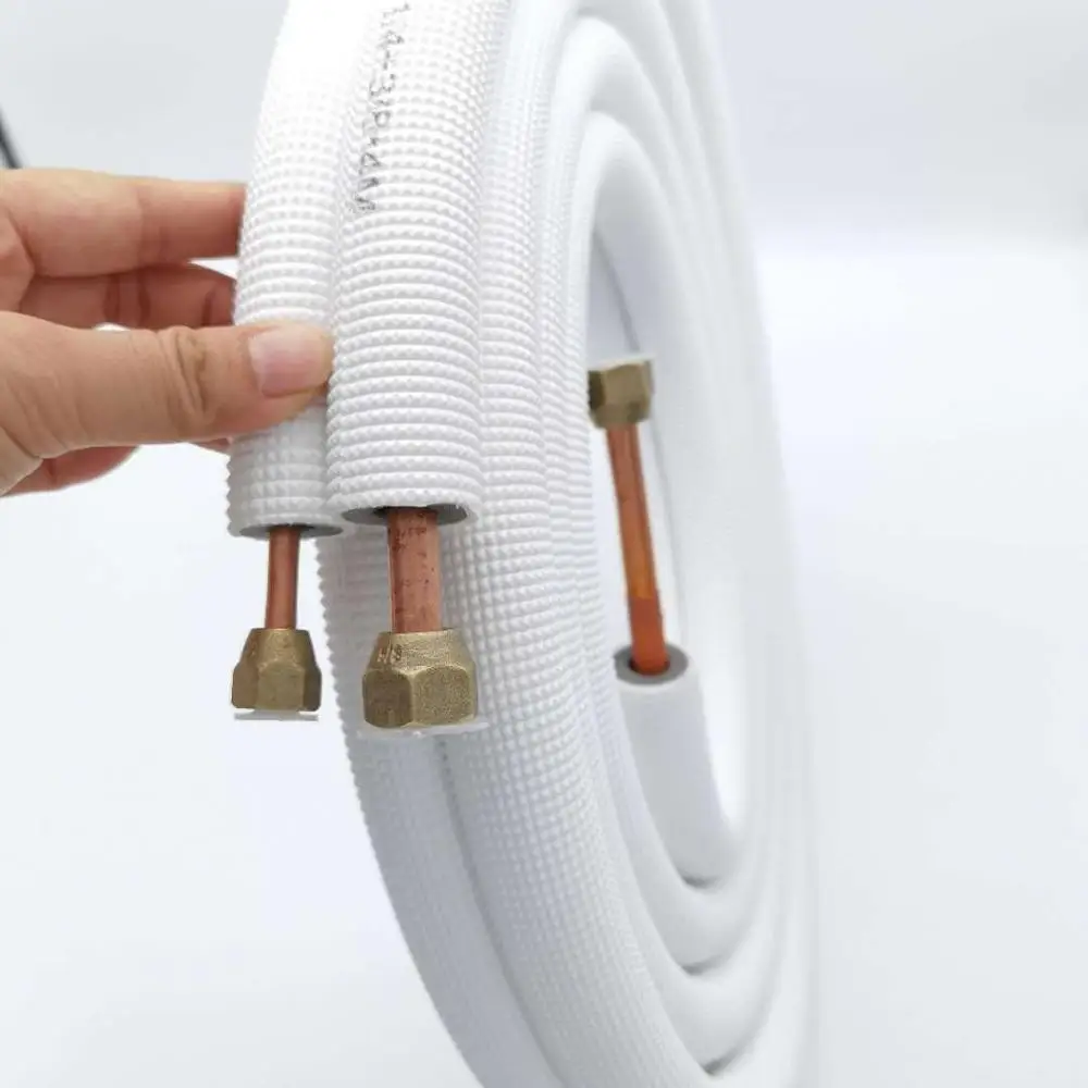 
Wholesale 3/8 5/8 Twin Copper Pipe Coils With White Pe Insulation Pre Insulated Copper Tube Pipe 