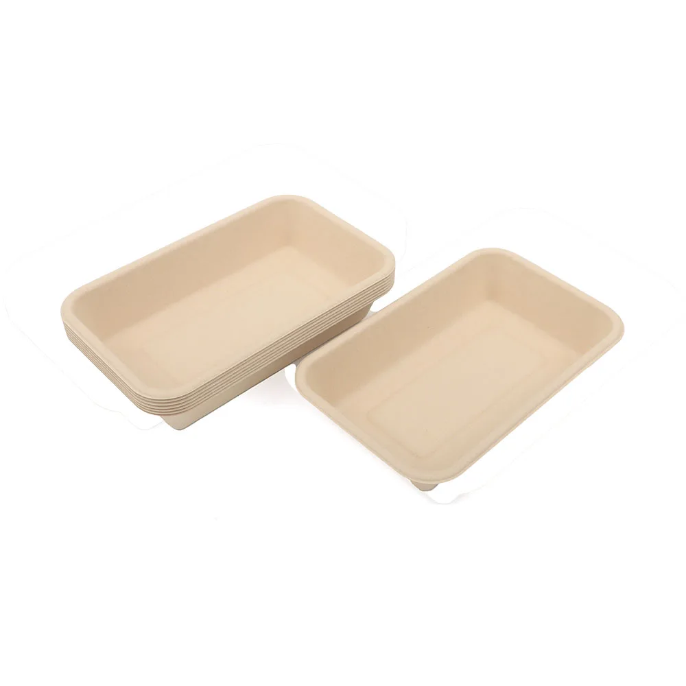 Bamboo pulp fiber Tableware Dish Plate 1/2/3 Compartment Disposable Fast Food Serving Tray