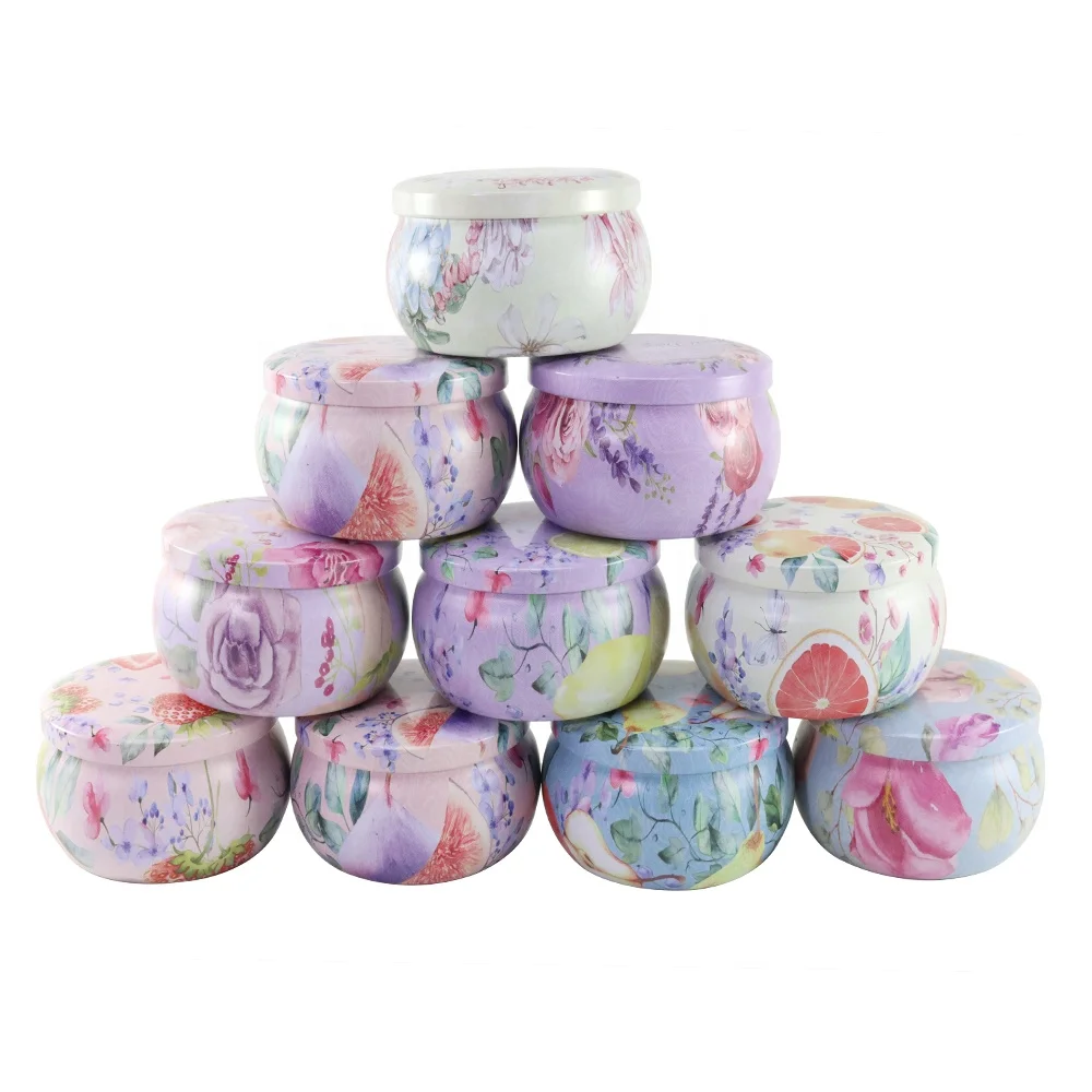 Custom Print small round Tin boxes Luxury soy wax metal tin Candle Container