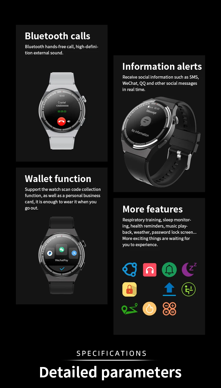 Valdus NFC Access Card Stainless Steel Metal Silicone Leather Strap Voice Assistant Remote Control GT3 Max Smart Watch