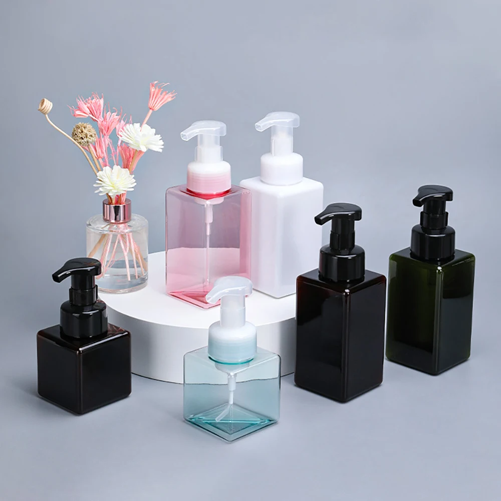 Custom Empty Plastic Square 8oz 16oz White Foaming Cleansing Bottle Shampoo Face Wash Foam Soap Dispenser Pump Bottle 250 500 ml