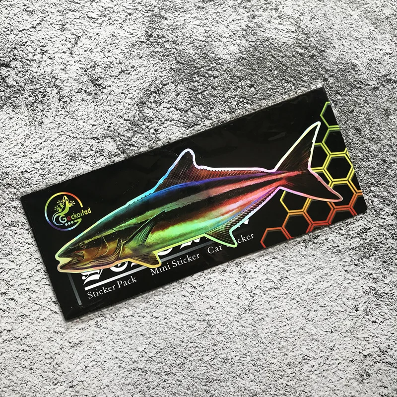 Holographic iridescent Decal Fishing Bumper Sticker Fish Auto Decal Car Truck Boat RV Real Life Rod Bass Fish Sticker