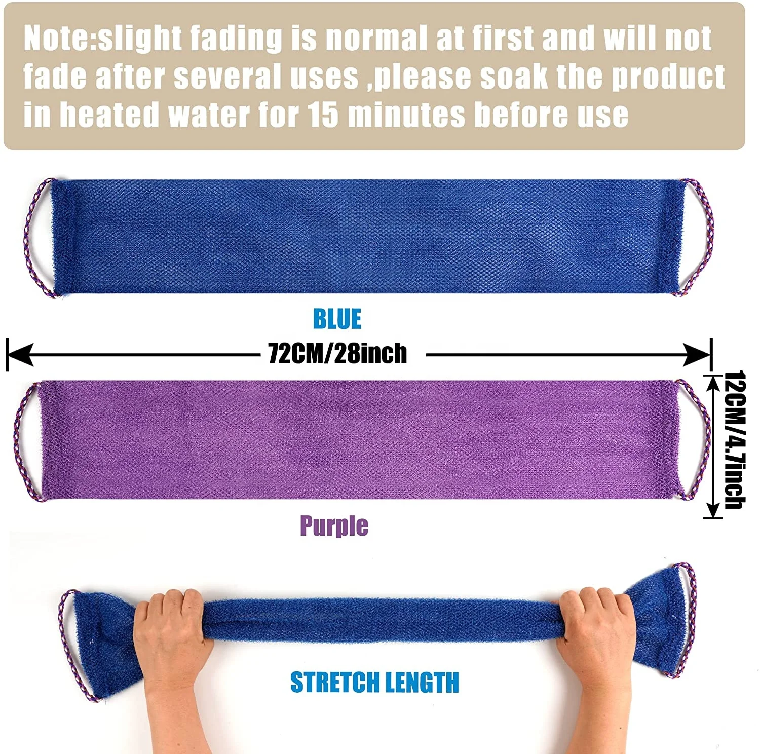 Long African Loofah Body Net Sponge Exfoliating Bath Towel for Back and Hands Bath Brush and Washcloth in One