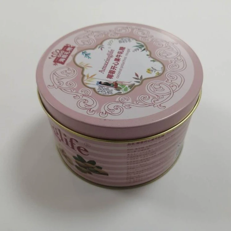 coconut  pistachios nougat tin cans round