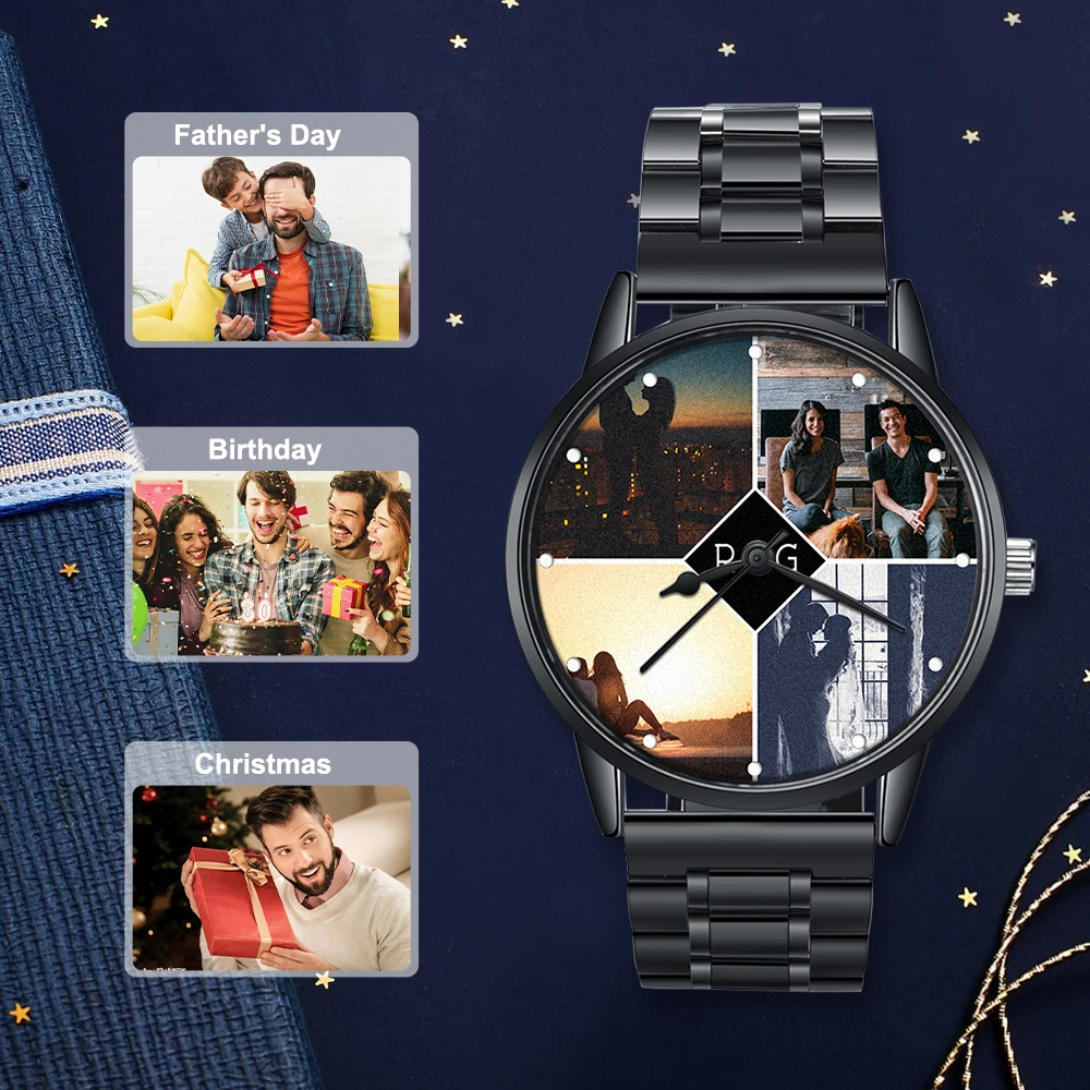 Dropship Product Custom 4 Photo Watch Stainless Steel Watches For Man Gift