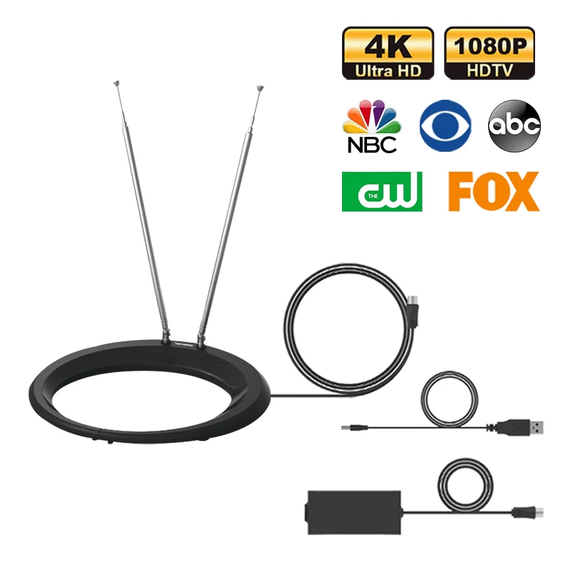 
GREENTEK Wall Mounted VHF UHF Metal Loop Basic HDTV Digital Indoor TV Antenna 