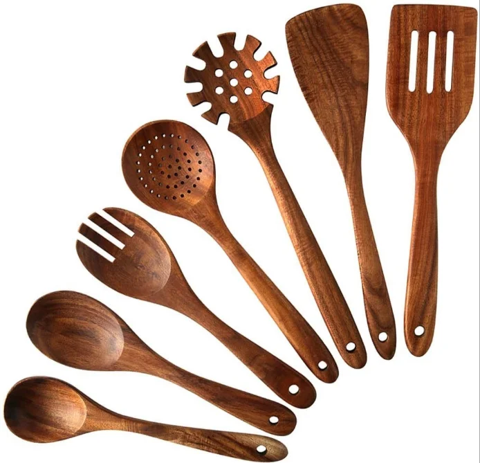 7 шт. кухонная утварь Инструменты Из Натурального Тикового Дерева кухонные аксессуары