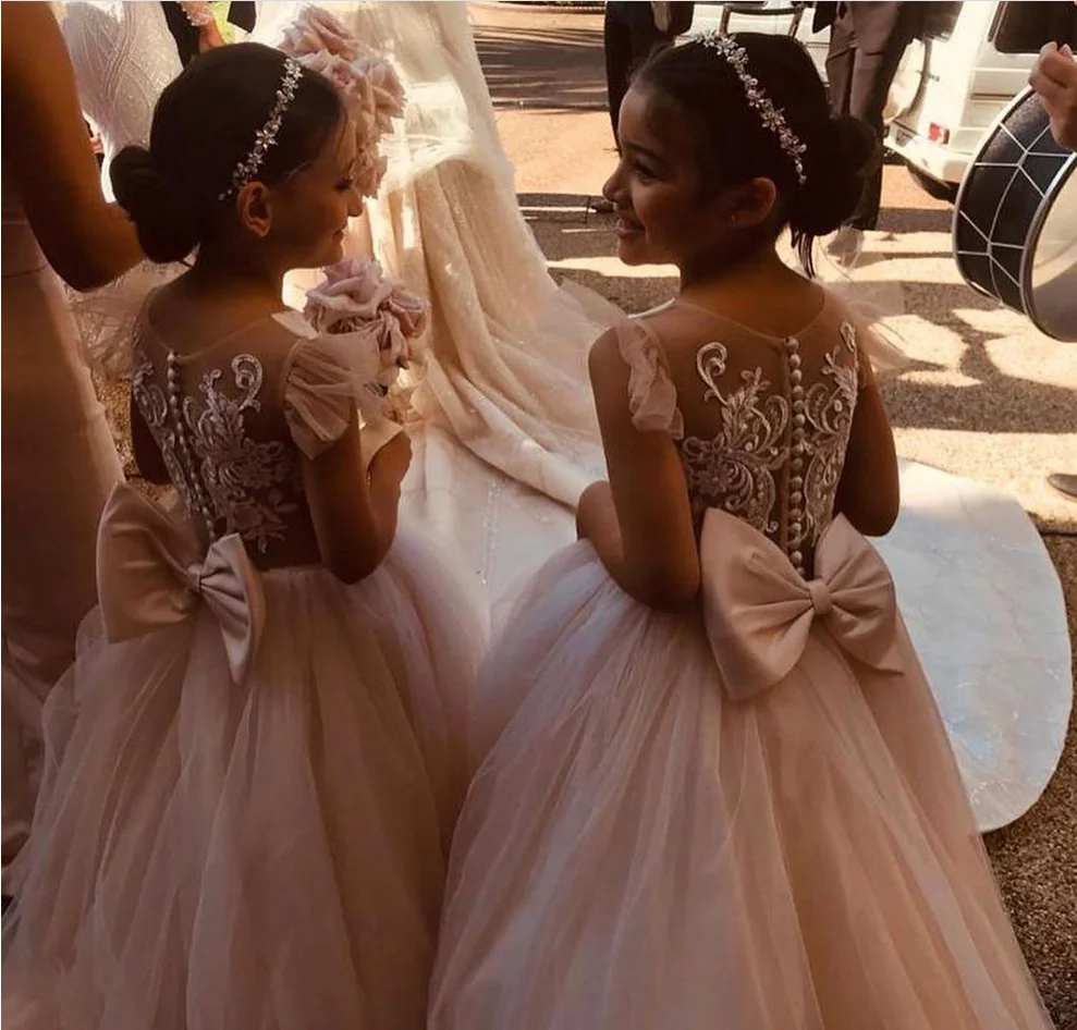 white puffy kids lace  wedding dress hot sale princess flower girl dresses