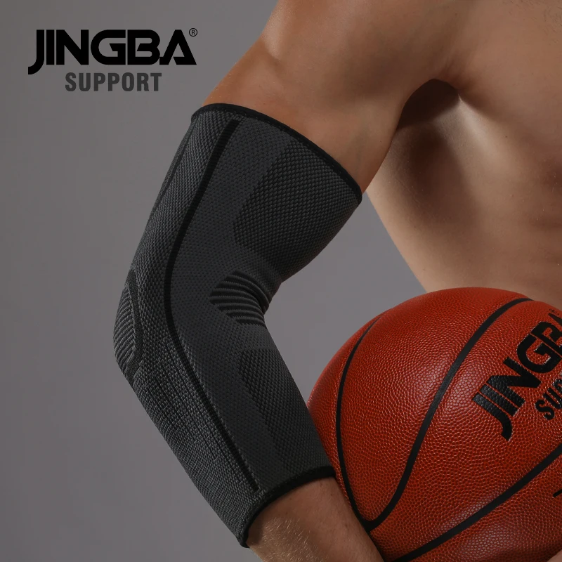 JINGBA Hot Sell Elbow Sleeve basketball protection Nylon Tennis Elbow Bandage Knitting Long Arm Brace Compression pads