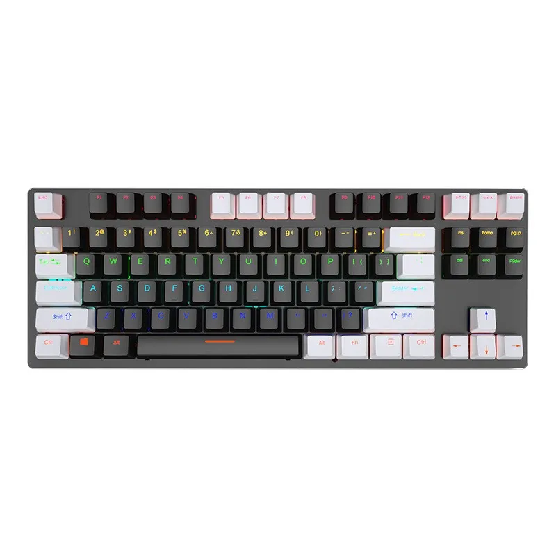 Newest Computer Keyboard Colorful LED Backlit 87 Keys RGB Gaming Mechanical Keyboard