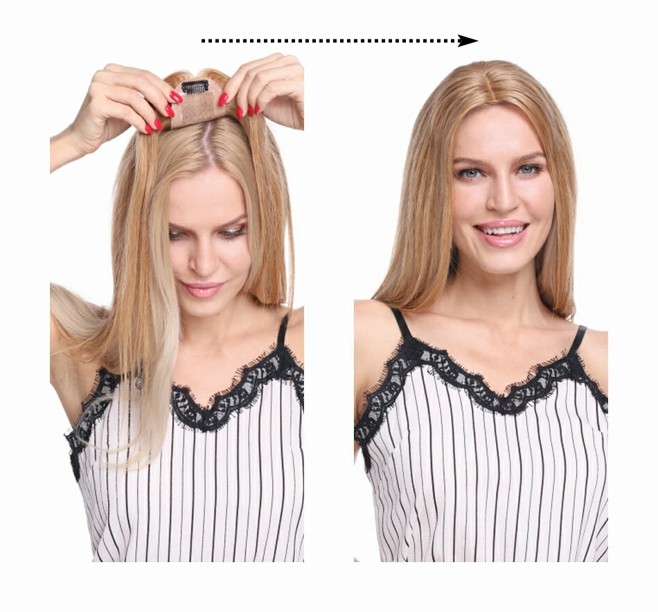 
6*9cm Silk Base Clip on Natural Human Hair Closure Womens Topper, Toupee Hair Piece for women, Thinning hair loss treatment 