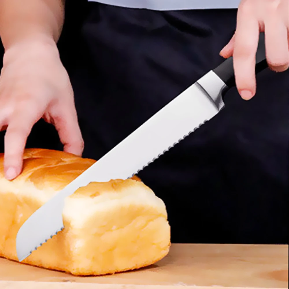 Factory Wholesale Classic Stainless Steel Bread Cutting Knife ABS Handle Kitchen Knife Serrated Bread Knife