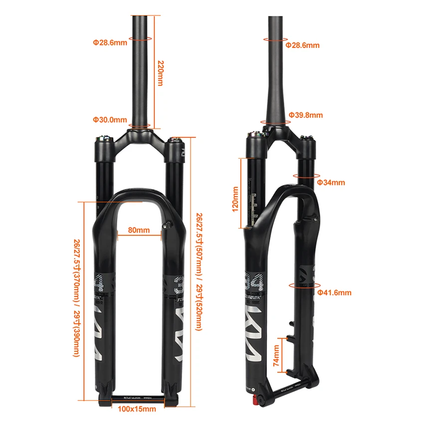 TOSEEK KN34 Magnesium Alloy Bike Fork Suspension Fork Thru Axle 29er Mountain Bicycle Air Front Fork