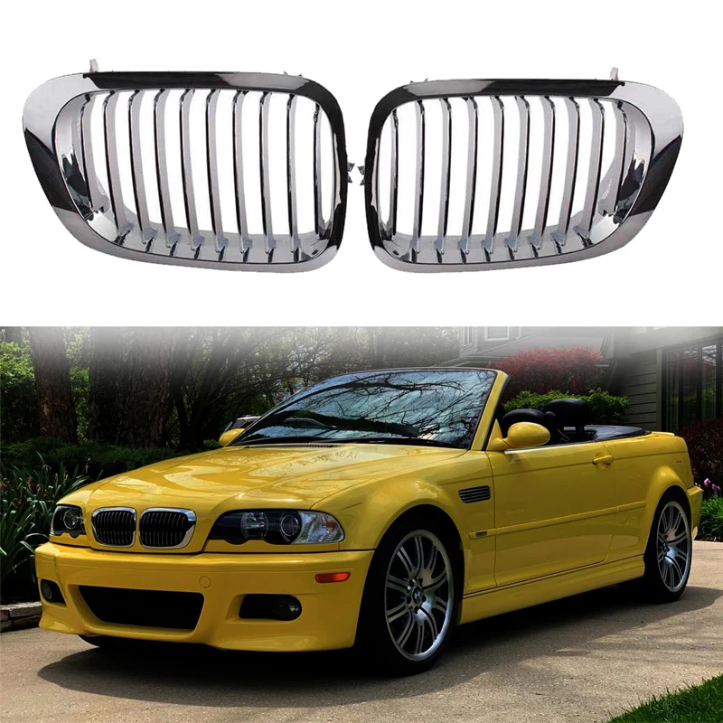 Chrome Front Kidney Grille Hood 1999-2002 E46 2-Door M3 323 i/is 328 i/is/Ci 330Ci-Compatible 2-Door Grill Exterior Accessories