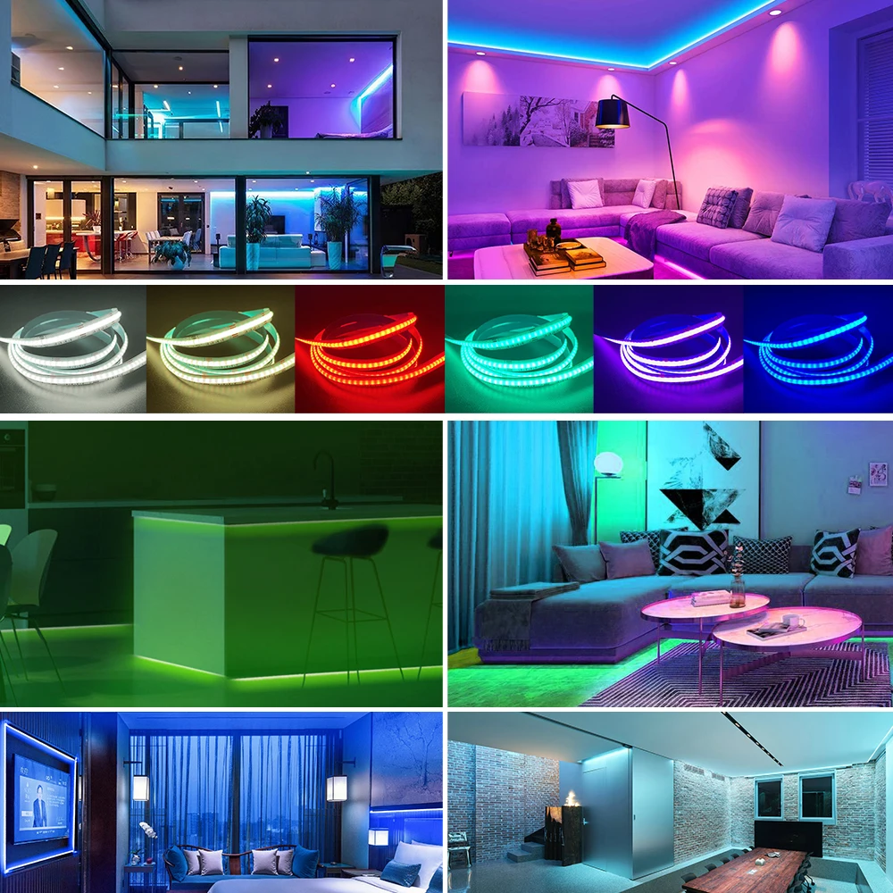 DC24V RGB COB LED Strip Light Magic Digital No Light Point Soft 672/m LED COB Strip with No Light Point