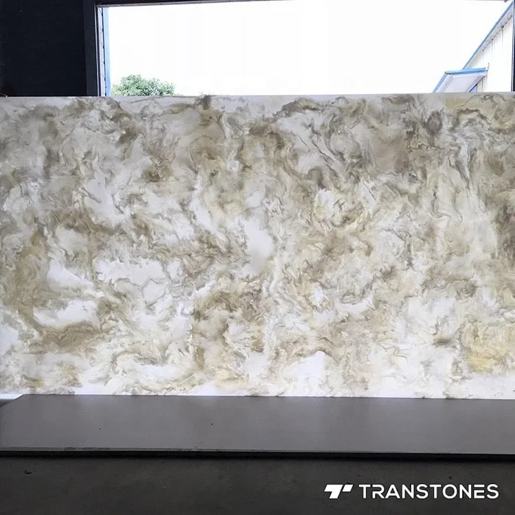 Big Slab Building Material Popular Translucent Backlit Artificial Onyx Panel for Reception Desk