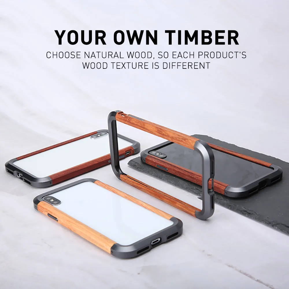 Ultra-Thin Aluminum Wood Metal Aluminum Bumper Case For iPhone