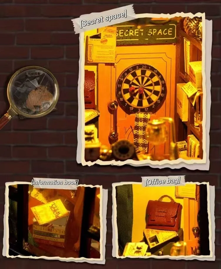 Handmade DIY Detective Diary Vertical Book Miniature Model Toy Assembled House for Birthday Gift