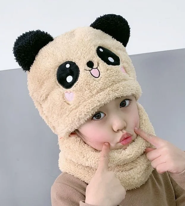 Детская осенне-зимняя шапка-ошейник цельная милая собака плотная теплая детская шапка-ушанка