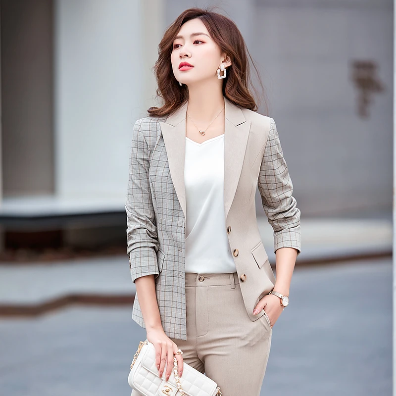 Women Business Formal Ladies Suit With Blazer For Lady Office Professional Long Sleeves Classic Women Suits