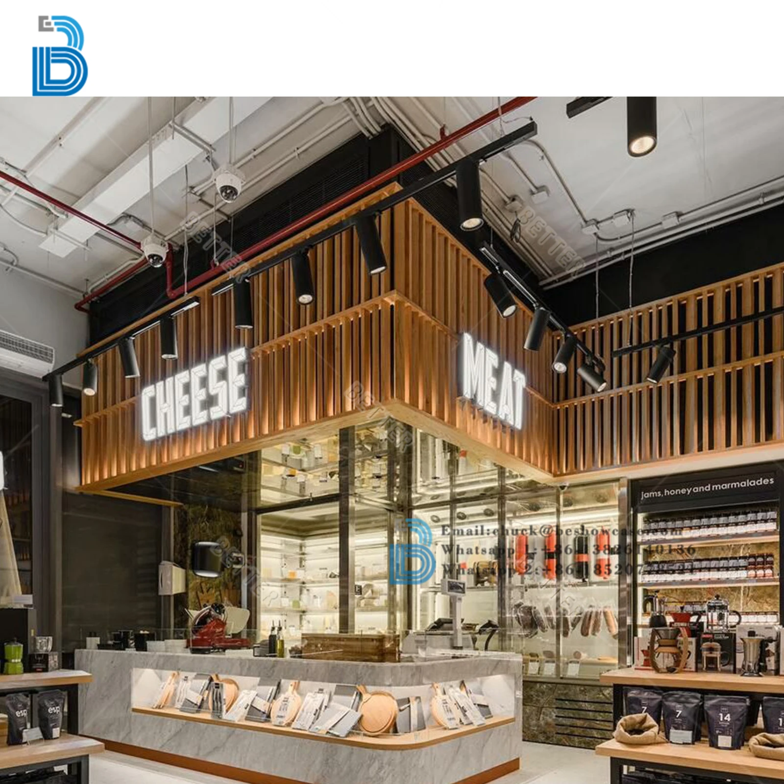 Retail Dessert Shop Fittings Decoration Interior Design Bakery Store Furniture Display Showcase