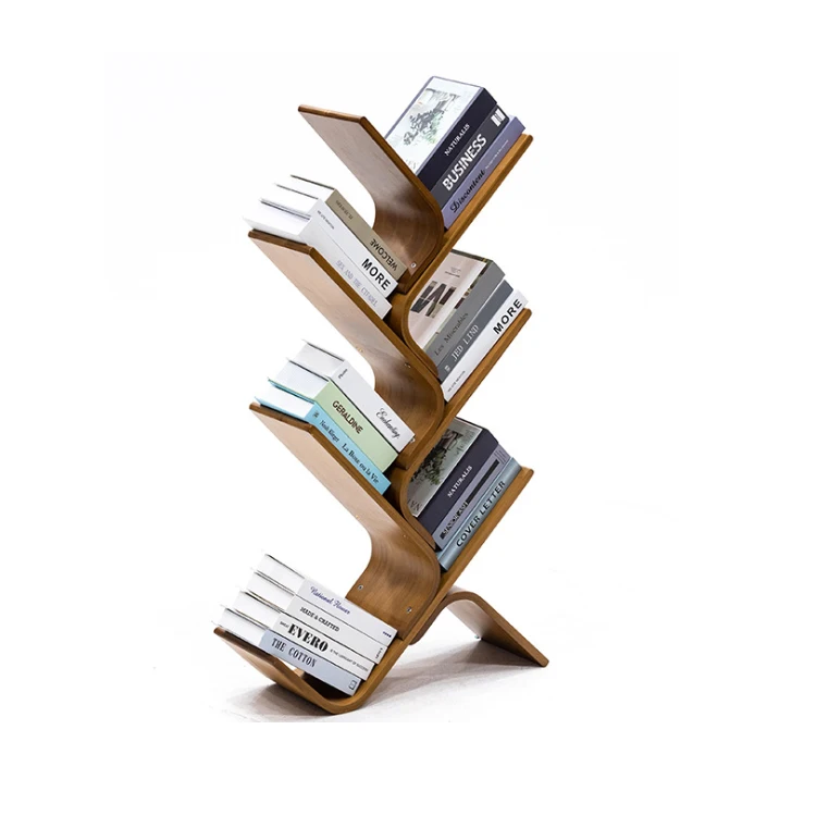 
Luxury Simple Living Room Decoration Custom Bamboo Book Display Storage Rack Designs Corner Tree Floor Standing Bookshelf 