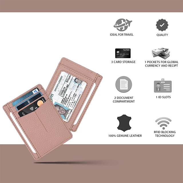 BSCI Custom Color Logo PU Leather Men Women Credit Card Holder Wallet Pocket Minimalist Slim Cardholder Wallet