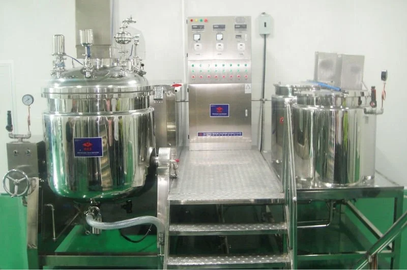 cosmetic Vacuum homogenizer emulsifier mixing machine hydraulic lifting double jacket stainless steel mixing tank