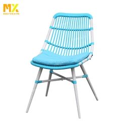 MX Leisure outdoor garden decor plastic blue rattan backyard dining furniture set