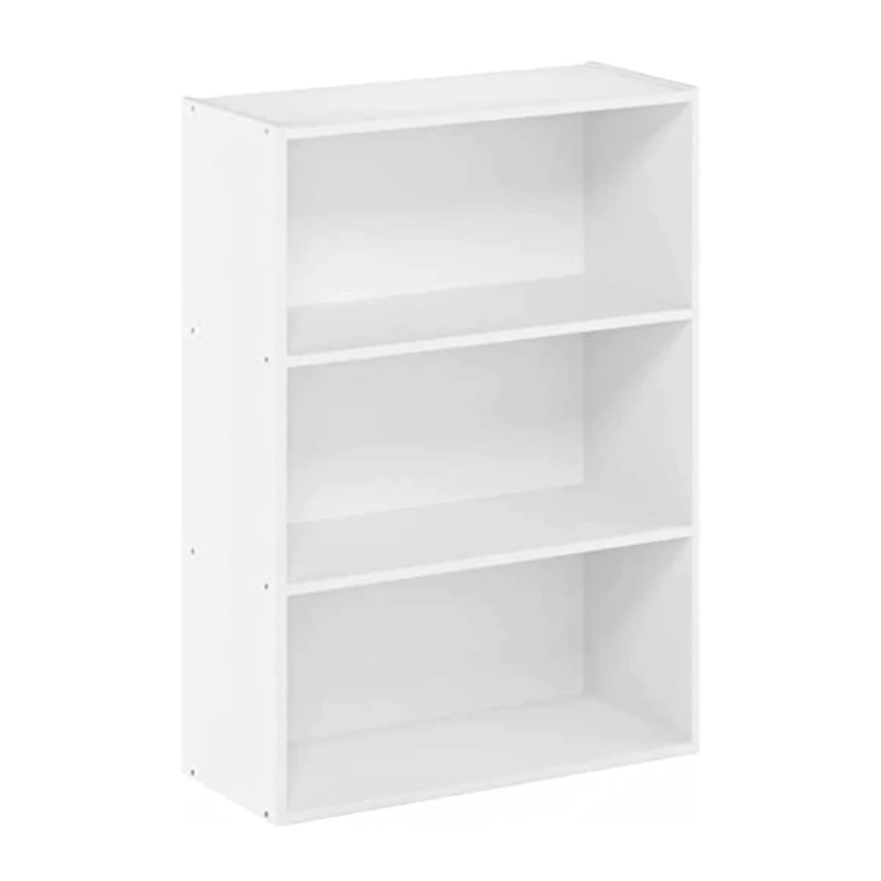 Living Room Book Multi-layer Toy and Sundry Storage Rack 3-tier Open Shelf Bookcase Floor-mounted Wooden Bedroom Furniture White