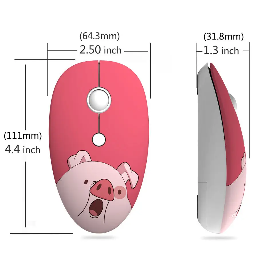 Portable Cute Cartoon Printed Pig Tiger Mouse Optical 2.4G USB Wireless Mouse office PC Laptop