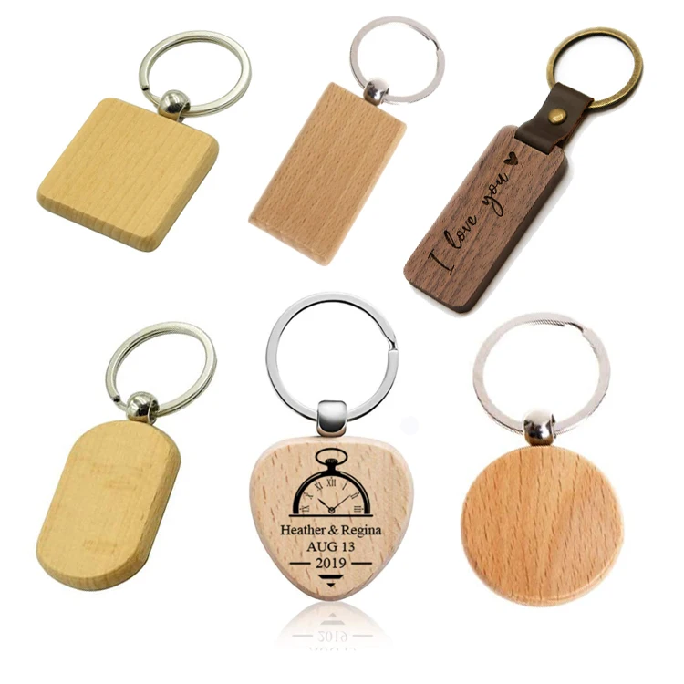 Laser Carving Machine Phone Stand Leather Elastic Name Key Ring Beads Bracelet Blank Wooden Wood Keychain With Tassels