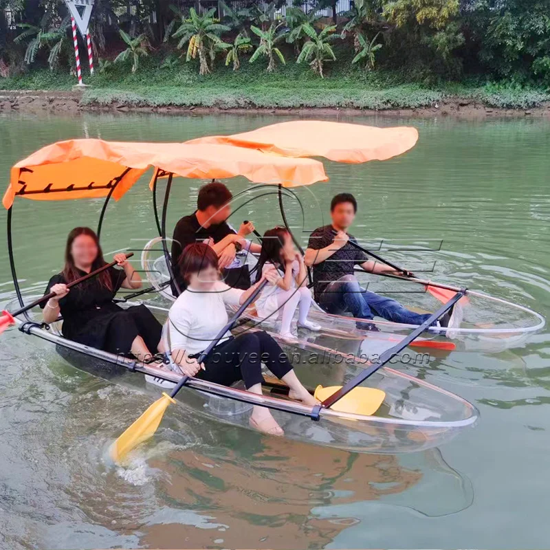 Factory Wholesale Clear Bottom Crystal Kayak 6 Person Transparent Boat Kayak