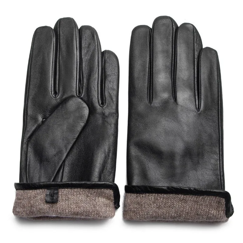 BW209 высококачественные мужские черные зимние теплые прочные перчатки из овечьей кожи с подкладкой из полиэстера