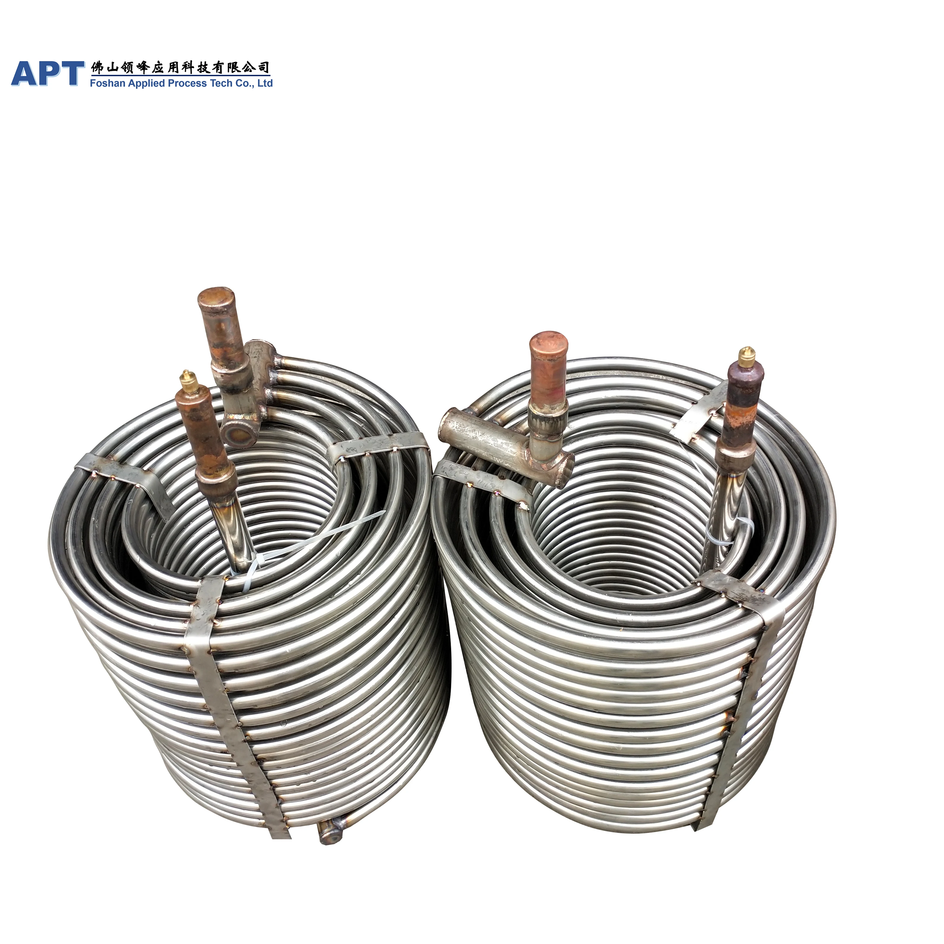 APT 15HP  immersion type stainless steel 304 tube coil chiller for water tank cooling
