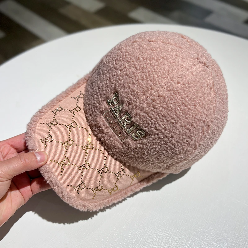 ChanBol Fashion Plush cashmere keeps warm knitted hat winter skully beanie silk lined beanie custom peaked cap women