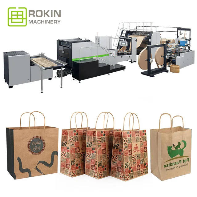 ROKIN BRAND automatic Paper Bag Making Machine Automatic Economy Type Food Paper Bag Making Machine With Factory Price