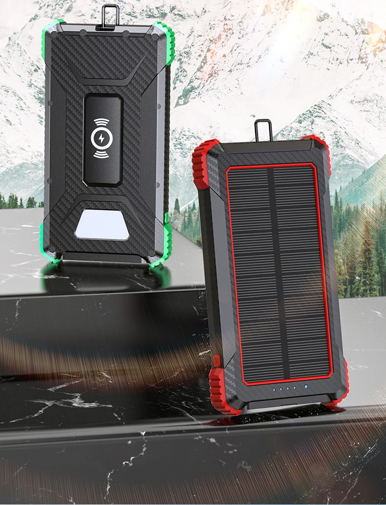 Aluminium Alloy Thin Solar Power Bank 20000mah Usb Solar Panel Power Bank Charger For Mobile Phone